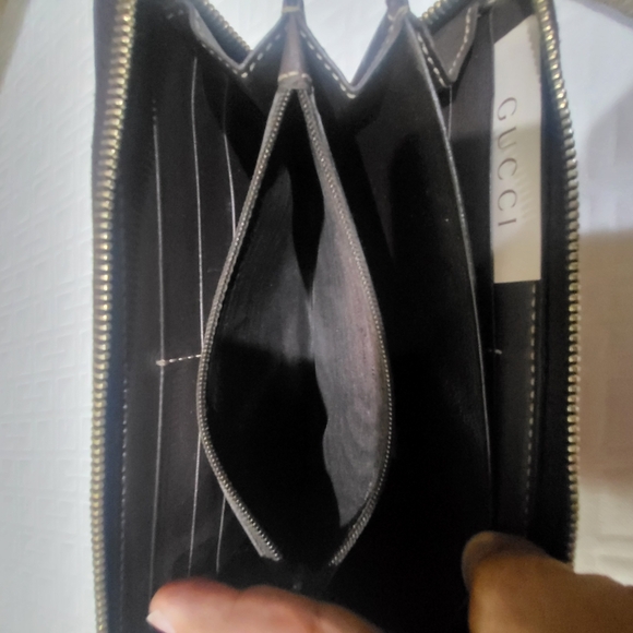 GUCCI Monogram Bow Zip Around Wallet Brown - Picture 9 of 10